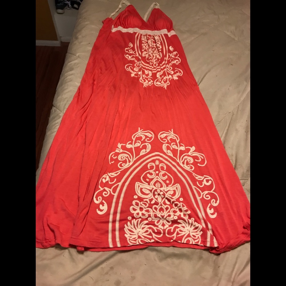 Coral maxi dress with built in pads